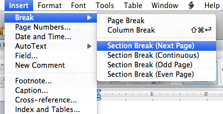 remove header in word for mac 2011